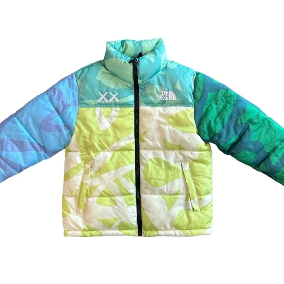 The North Face x KAWS Retro 1996 Nuptse Men's Medium Puffer Jacket -Safety Green - Picture 2 of 11